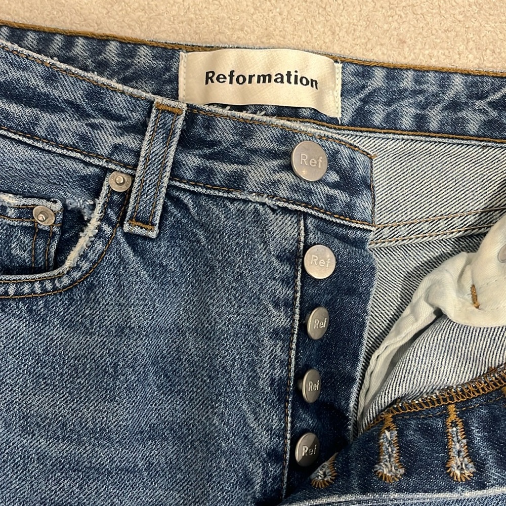 Reformation Mid Crop Flare Jeans Baltic wash Size 25